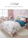 Home Single size, 4-piece 1 Duvet cover - 160*210cm.1 Fitted sheet - 100*200+30cm. 2 Pillow cases - 50*75cm. Stunning pink flamingo design set against a white background with touches of pink.