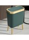 PLATU 15L Dogproof Slim Plastic Narrow Garbage Can, Slim High Foot Trash Can with Lid, Liter Rectangular Kitchen Trash Can for Home, Living Room, Toilet, Office (green)