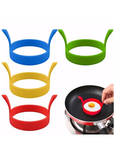 4 Pcs Silicone Egg Rings, Round Egg Ring Mold Non-Stick Fried Egg Ring Egg Cooking Rings Heat-Resistant Pancake Rings
