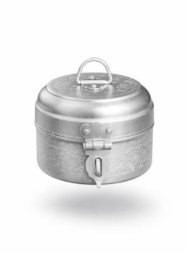 4-Pieces Round Storage Boxes For Sweet Dry Fruit Bakhoor, Jewellery dabba Silver 50 ML
