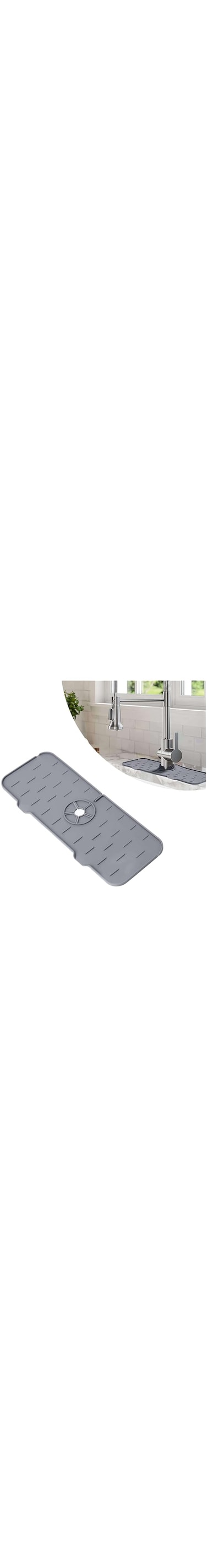 THE ORIGINAL Sink Mat Silicone Kitchen Faucet Sink Splash Guard - Bathroom Water Catcher - Sink Splash Drain Drying Pad - Suitable for Kitchen, Bathroom, Bar, RV - Fit Most Faucets