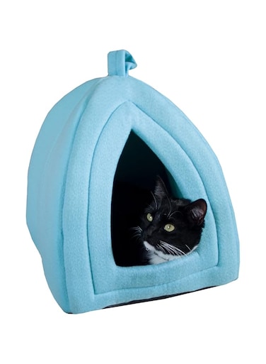 PETMAKER Cat House - Indoor Bed with Removable Foam Cushion - Pet Tent for Puppies, Rabbits, Guinea Pigs, Hedgehogs, and Other Small Animals (Blue)