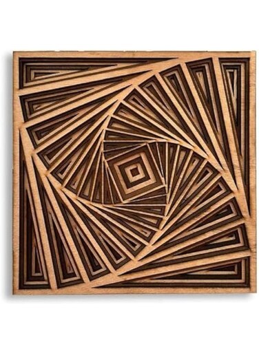 Bpa 3D Square Design Laser Cut Wooden Mandela, Size 30 cm x 30 cm
