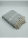 130 x 160 cm Cotton Throw Light Grey Blanket With Boho Tassels For Couch And Bed Sofa Cover Decorative Tufted Striped Design 400GSM