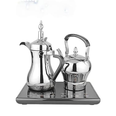 Stainless Steel Coffee Pot Set with 1L Coffee Pot, 1.2L Tea Kettle &amp; Serving Tray Mirror Finish