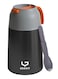 Insulated Food Jar Lunch Box 650ml - Stainless Steel Thermos with Folding Spoon, Keeps Food Hot/Cold, Leak-Proof, Ideal for Baby Food, School Lunches, Office Meals (Black)