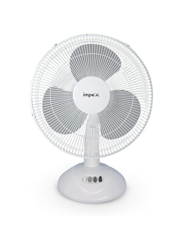 Impex TF-7505 50W 16" 1300 RPM Portable Table Desk Fan with 3 Stage Speed Control 180 Degree Oscillation, 2 Years Warranty, White