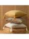 Cushion Cover 45 x 45 cm Solid Plain Linen Cotton Pillow Cover With Tassels kakki, Beige Home Decor Pillow Case Sofa Throw Pillow (kakki)