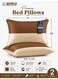 Pack of 2 Down Alternative Bed Pillows, 1250g Fill, Cotton Blend Cover, Hotel Quality, 50x75cm, Brown-Cream