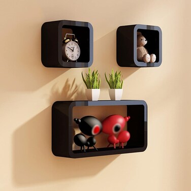 B&amp;S Set of 3 Modern Floating Cube Shelves