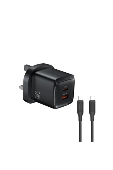 G-Charge Series 35W Dual Port Wall Charger PD &amp; QC with C-to-C Cable UK Plug