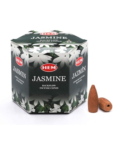 HEM Jasmine Backflow Brown Incense Cones   Long Lasting Aroma for Positivity &amp; Pure Air   Wood Powder   Aromatherapy for Stress Relief, Air Purifier &amp; Cleansing   Gift Set - Pack of 40 Cones