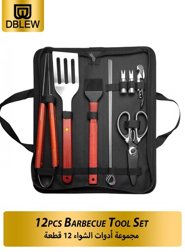Feixiong Eagle Barbecue Tool Set &acirc;&euro;&ldquo; 12 Pcs with Wooden Handle