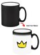 Color Changing Heat Sensitive Ceramic Mug, Image Revealed When HOT Liquid is Added! Yellow Crown