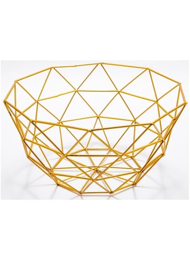Fruit Serving Basket Bowl Metal Storage Container Centerpiece Display Bowl for Living Room Decoration and Modern Kitchen Table - BIG GOLD