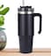 Insulated Stainless Steel Travel Mug 30oz (900ML) with Handle, Straw &amp; Lid, Double Wall Vacuum Tumbler, Leak Resistant Coffee Cup, Car Cup Holder Friendly, Keeps Drinks Hot &amp; Cold for Travel, Office Black