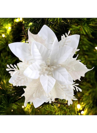 Christmas Artificial Flowers Decorations Glitter Xmas Flowers Christmas Tree Wreaths Decoration for New Year Wedding Holiday Party Ornaments