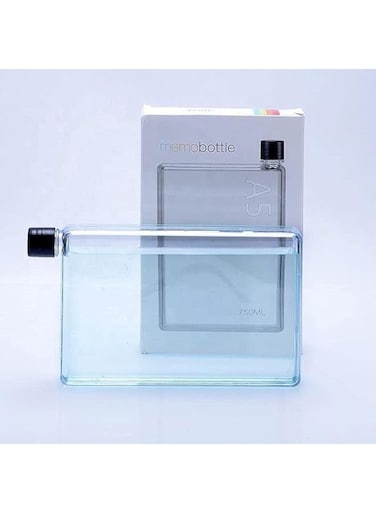 Menions Water Bottle 420-ML A5 Plastic Memo Paper Reusable Slim Bpa Free Bottle - Transparent Colour