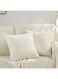 Fancy Homi 2 Packs Cream Decorative Throw Pillow Covers 24x24 Inch for Couch Bed Sofa, Modern Farmhouse Boho Home Decor, Soft Cute Plush Corduroy Cushion Case 60x60 CM