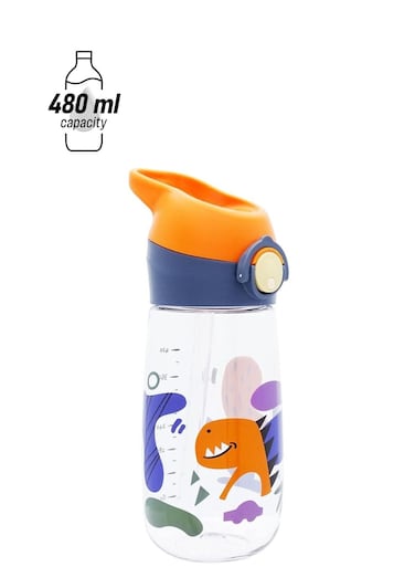 Tritan Water Bottle for Kids with Straw &amp; Handle &acirc;&euro;&ldquo; 480 ml BPA Free Kids Water Bottles, Leakproof Water Bottle with Straw, Kids Water Bottle For School, Toddler Water Bottle (Orange)