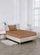 Linen Single Striped Fitted Elastic Bedsheet with 1 Pillow Case 90 x 190 Coffee Brown