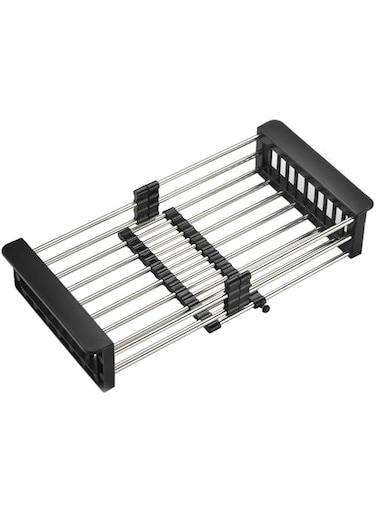 Tazweeq Dish Drying Rack, Adjustable Stainless Steel Drainer Basket Drain Tray for Dish Vegetable Fruit