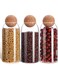 3 Pcs Glass Jar Storage Container with Ball Cork Decorative Round Organizer Bottle Sealed Canister Jar with Airtight Seal Wooden Lid for Food Coffee Bean Candy Biscuits Spice(1000 ML/ 34 Oz)