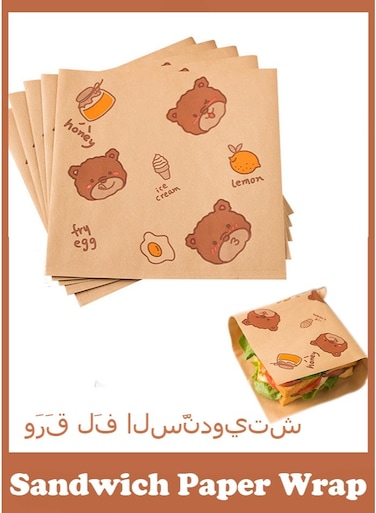 PCS Sandwich Paper Wrap,Food Grade Greaseproof Non-stick Paper Bags, Pre-Cut Deli Wax Paper Sheets, Triangle Burger Pouches Paper Cake Wrappers for Hamburger Bread Doughnut Snack Fried Food