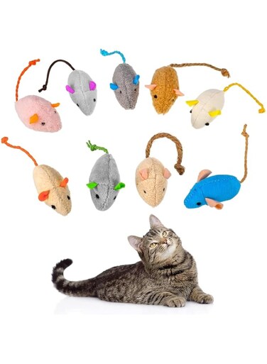 DVEHGF 9 Pack Cat Catnip Toys, Catnip Mouse Toys for Cat, Cat Interactive Toys, Interactive Plush Cat Toys for Cat, Cartoon Kitten Teething Interactive Toy