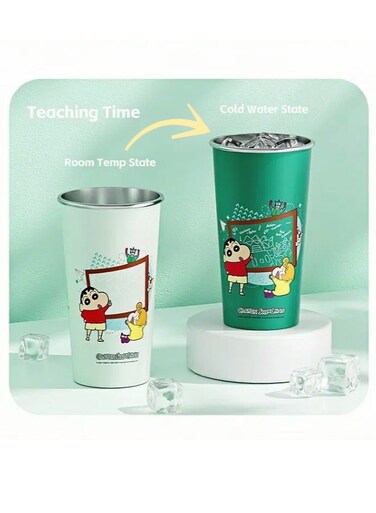 Water Cup Crayon Shinchan Color Changing Iced 630ML Portable Coffee Mug Gift for Children/Women/Men