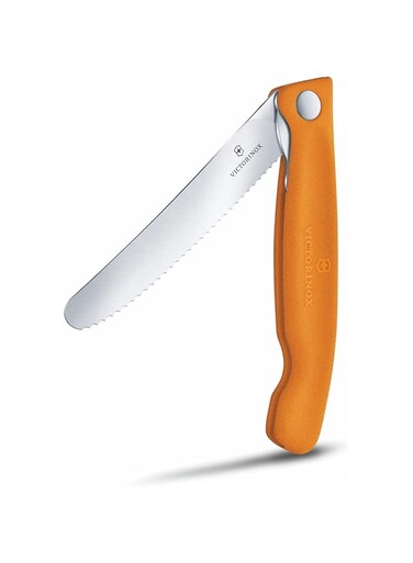 Victorinox Swiss Classic Foldable Paring Knife, Wavy Edge Orange 4.3 in