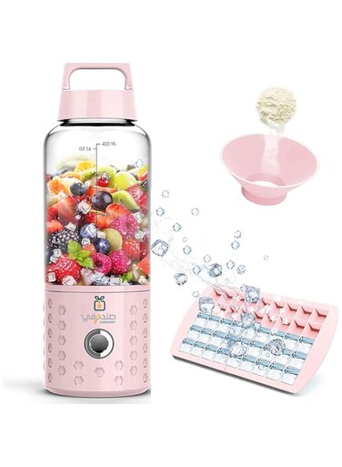 Sandokey Portable Blender, Mini Blender for Shakes and Smoothies, Small Blender Smoothie Maker for Travel, Personal Blender for Baby Food - 500ml (Princess Pink)