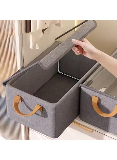 Clothing Storage Box, Stylish and Durable Design, Home Wardrobe Layer with Lid, Pants Organizer Storage Basket 1pc