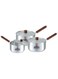 3-Piece Sauce Pot Set with Wooden Handles, High-Quality Aluminum, Durable Metal Finish, Ideal for Sauces, Soups, and Stews, Sizes 16/18.5/21 cm, Capacities 2/2.5/3 Liters