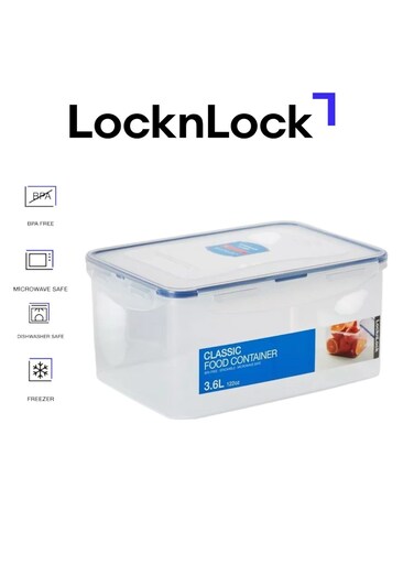 &amp; LOCK LocknLock 3.6L Rectangular Airtight Food Storage Container - BPA-Free, Microwave, Freezer, and Dishwasher Safe