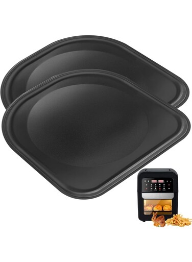 2 PCS Premium Air Fryer Drip Tray Replacement Parts for PowerXL Vortex 6QT 10QT Air Fryer Pro Plus, Nonstick, Dishwasher Safe, Black