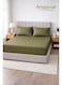 3-Piece Striped Microfiber Fitted Sheet Set Super King 200x200cm &acirc;&euro;&ldquo; Soft Elastic Deep Pocket 17cm Bedsheet with 2 Pillowcases 50x70cm, Olive Microfiber Olive 200x200+17cm