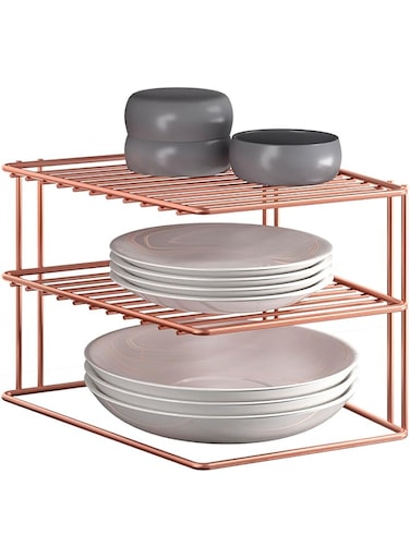 Metaltex 'Palio' 2-Tier Corner Shelf, Polytherm Copper, 25 X 19 cm