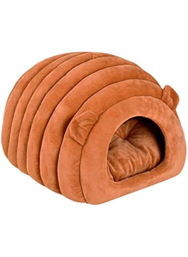 WSSSH Cat bed caterpillar model cat and dog house soft pet bed can be washed suitable for small dogs and cats-Brown