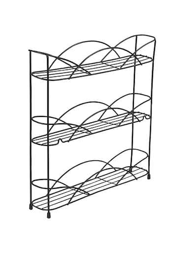 Spectrum Diversified 3-Tier Spice Rack Shelf Organizer for Kitchen Countertop, Pantry, Bathroom, or Closet with Optional Wall Mount, Black