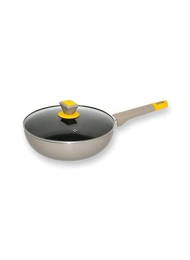 CLASSYTOUCH Non-Stick Wok/Kadhai with Glass Lid &ndash; 24 cm, 2L, Multipurpose Aluminium Cookware