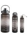 Motivational Water Bottle With Time Marker Pack of 3 - Precision-Measured Plastic Drinking Bottles 2L+900ml+300ml- BPA Free &amp; Non-Toxic- For Fitness Gym and Outdoor Sports (Color May Vary)