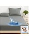 Tencel Waterproof Mattress Protector with 2 Pillowcases Double/Queen Size 150x200cm Tencel+TPU High Absorption Pad Cover for Bed 100% Waterproof Tencel Jersey Mattress Protector Grey