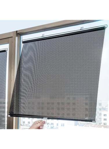 Summer Sun Protection Suction Cup Roller Blind, Shading And Thermal Insulation Curtains, Punch-Free Retractable Sunshade Blind, Blackout Roller Window Shades for Home, Office, Car (Black, 68*125 cm)