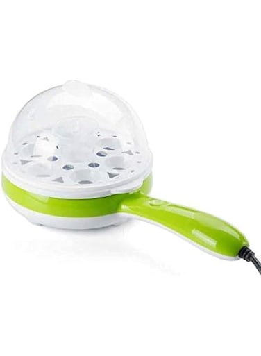WOLTAX 2 in 1 Single Layer Egg Boiler Steamer Cooker with Handle and Capacity of 7 Eggs   Egg Boiling Non-Stick Steamer and Egg Frying Pan Machine in Multicolor