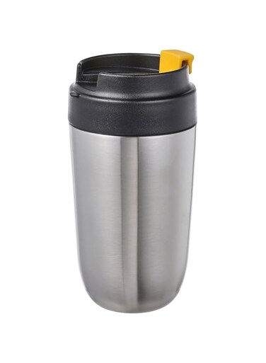 KNP Insulated travel mug, stainless steel/black, 35 cl - You can take this leak-proof travel mug everywhere and enjoy drinking without spills.