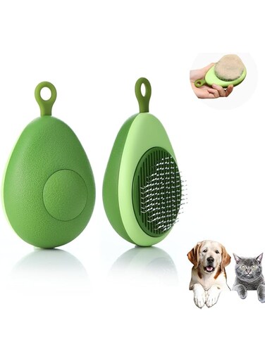Oasisgalore Pet Grooming Brush Cute Fruit Shaped Brush for Dogs &amp; Cats Removes Loose Hair and Tangles Easy to Clean Cat Brush Suitable for Long or Short Haired Pets (Avocado)