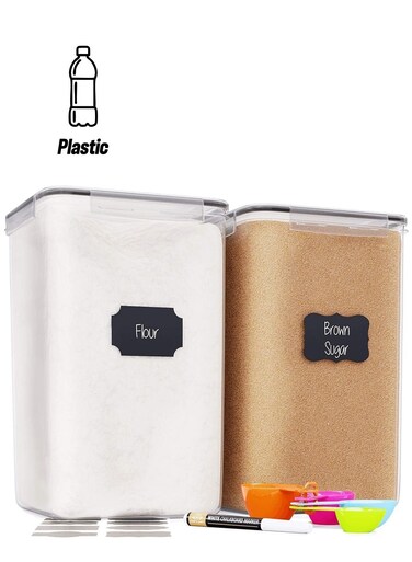 Extra Large Food Storage Containers with Lids Airtight (6.5L 220 Oz 2pcs Pack) for Flour, Sugar, Rice &amp; Baking Supply - Airtight Kitchen &amp; Pantry Bulk Food Storage for Kitchen Organization