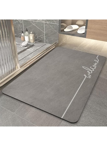 ZUOMIDIE Super Absorbent Floor Mat, 40 x 60 cm, Dirt-Repellent Floor Mat for Bathroom, Memory Bath Mats, Shower Mat, Non-Slip, Microfibre Bath Mat, Non-Slip Microfibre Bath Mats (Grey)