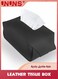 Leather Tissue Box Cover Holder,Folding Rectangular Tissue Box Holders For Living Room,Bedroom And Office,Home Decorations,Tissue Box Cover For Car,Black
